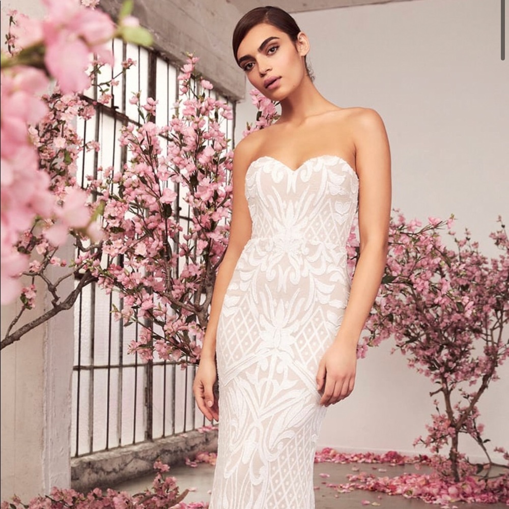 Lulus white sequin strapless dress